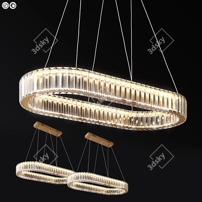 Elegant Oval Crystal Chandelier 3D model image 1