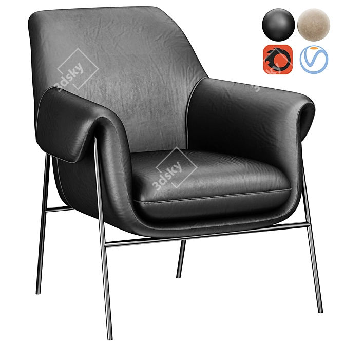 Contemporary Leather Club Chair 3D model image 1