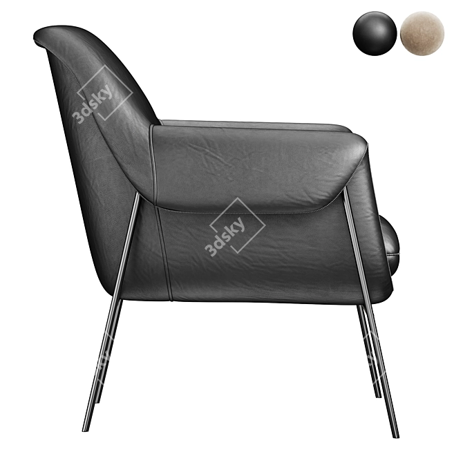 Contemporary Leather Club Chair 3D model image 3