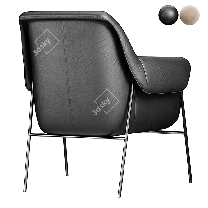 Contemporary Leather Club Chair 3D model image 4
