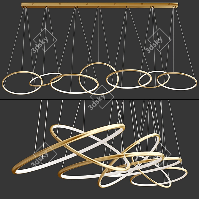 Gilded Ring Connection Chandelier 3D model image 4