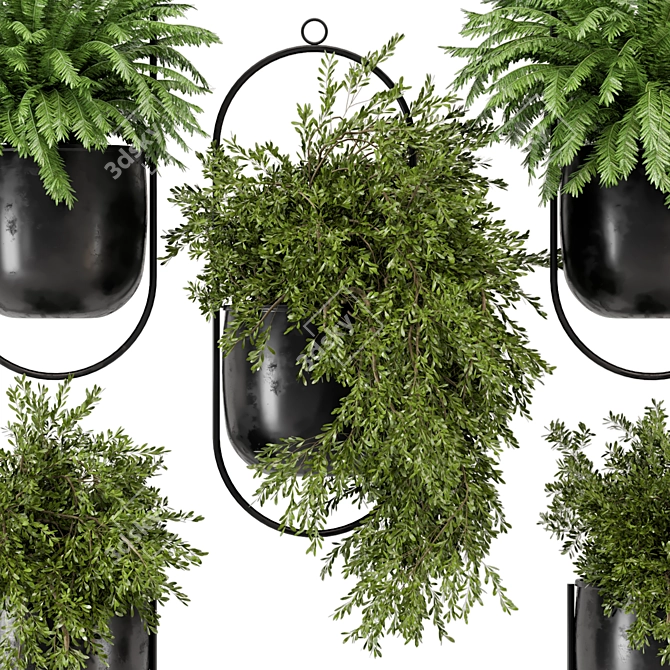 Modern Metal Hanging Plant Set 3D model image 3