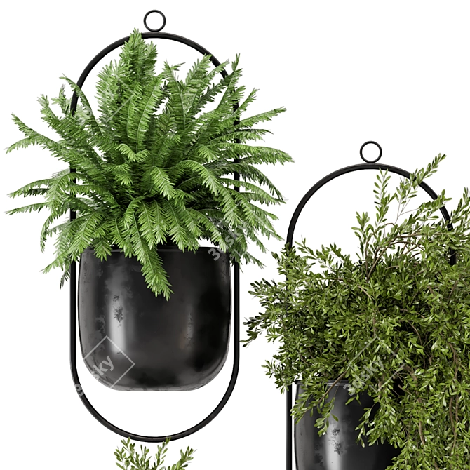 Modern Metal Hanging Plant Set 3D model image 4