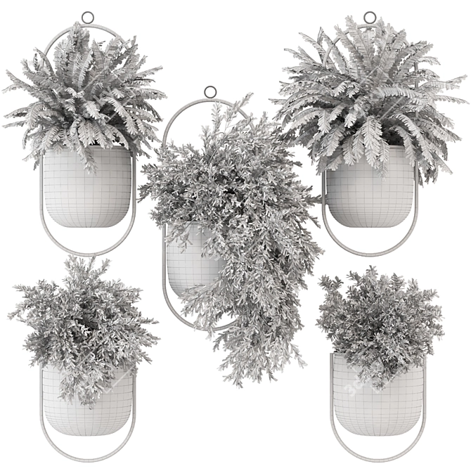 Modern Metal Hanging Plant Set 3D model image 7