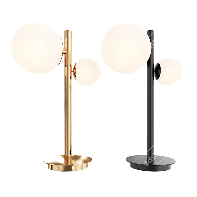 Hera Twin Globe Table Lamp: Elegant Gold Opal Design 3D model image 1