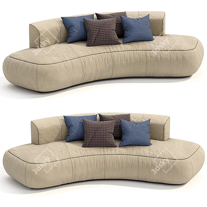 Modern Curved Fabric Sofa: Bubble Morada 3D model image 2