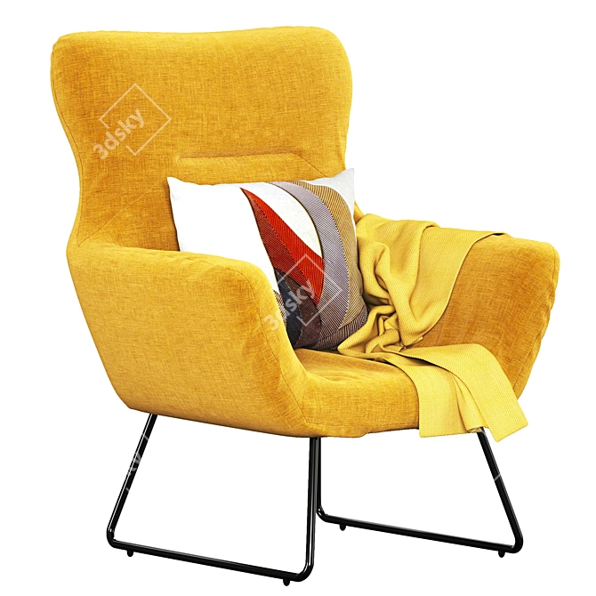 Elegant Leya Wingback Chair 3D model image 1