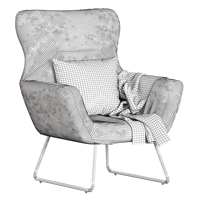 Elegant Leya Wingback Chair 3D model image 6