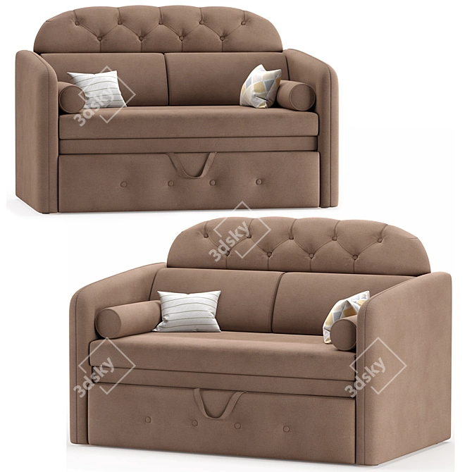 Compact Barcelona Latte Sofa 3D model image 1