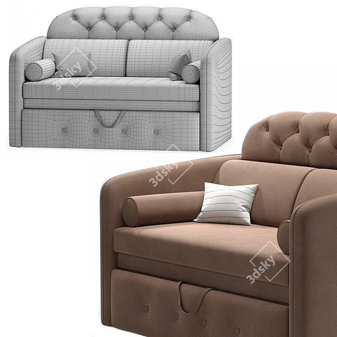 Compact Barcelona Latte Sofa 3D model image 3