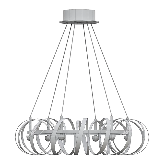 Sleek Aluminum Chandelier 3D model image 2