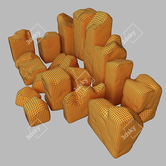 Smooth Stone Block Decor 3D model image 8