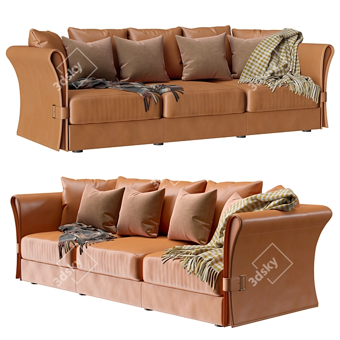 Elegant Leather Onda Sofa 3D model image 5