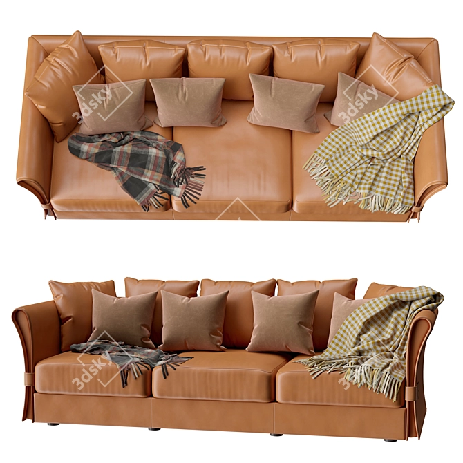 Elegant Leather Onda Sofa 3D model image 6