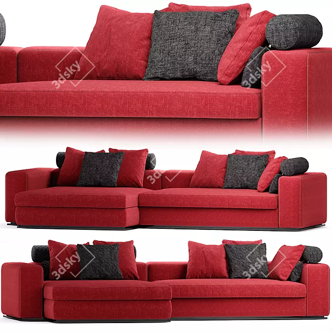 Sleek and Stylish: Minotti Leonard Sofa 3D model image 1