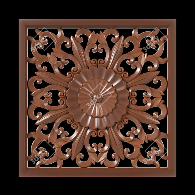 Exquisite Wood Carving Design 3D model image 2