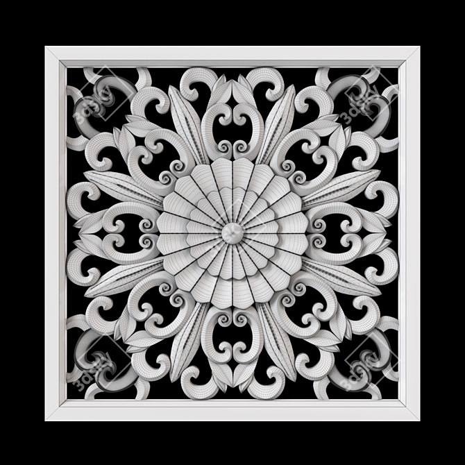 Exquisite Wood Carving Design 3D model image 3