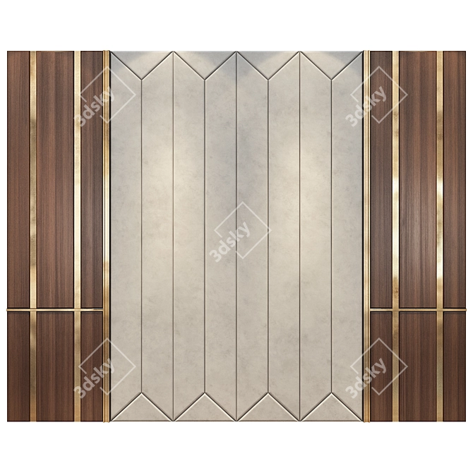 Luxury Wood and Gold Wall Panels 3D model image 1