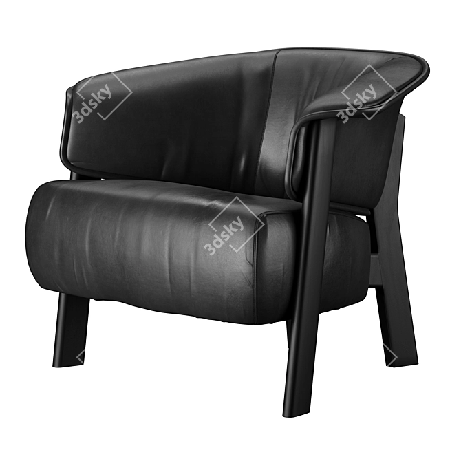 Elegant Back-Wing Armchair: A Cassina Masterpiece 3D model image 1