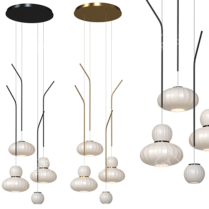 Modern Ceramic and Metal Lamp 3D model image 2