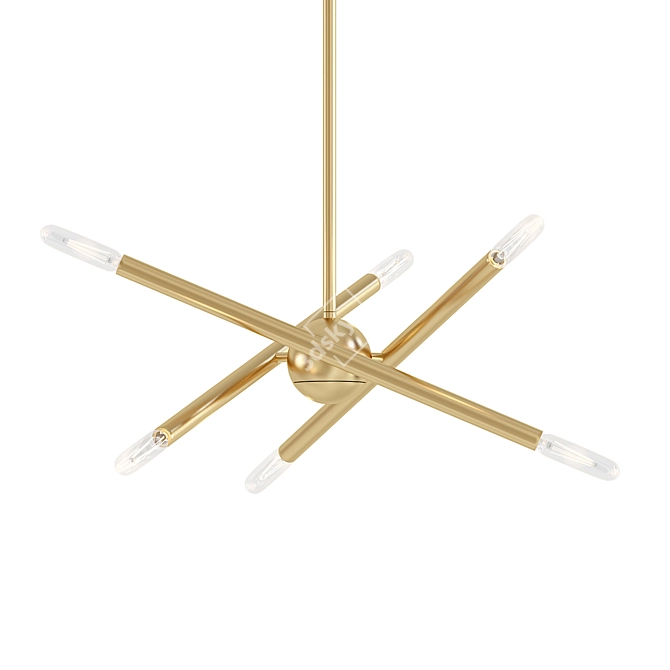 Sleek Sputnik Linear Chandelier 3D model image 1