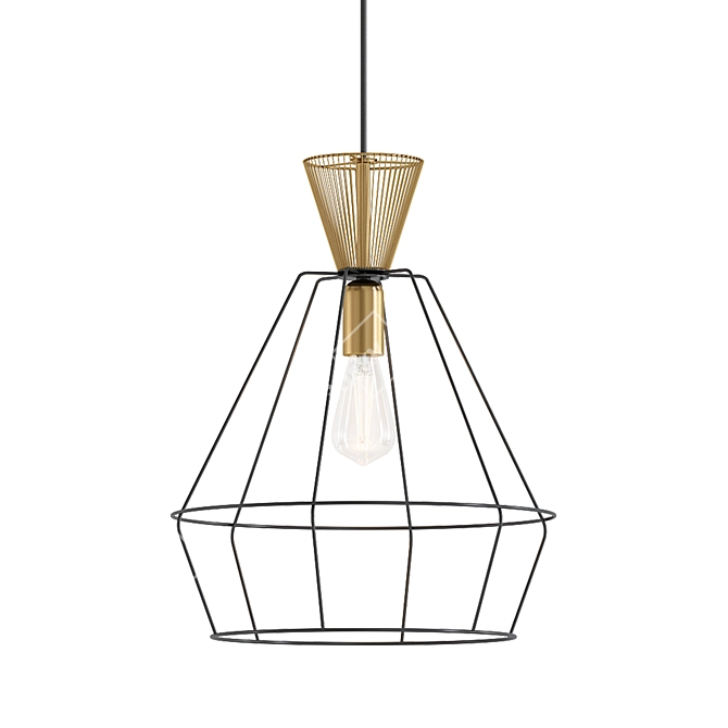 Elegant Black and Gold Pendant 3D model image 1