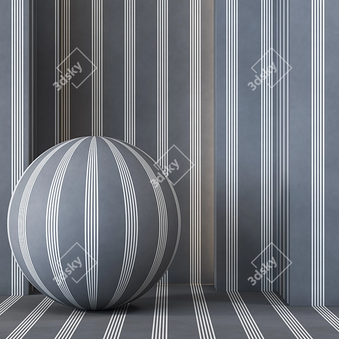 3-Color Oxford Stripe Charcoal 4K Wallpaper 3D model image 1