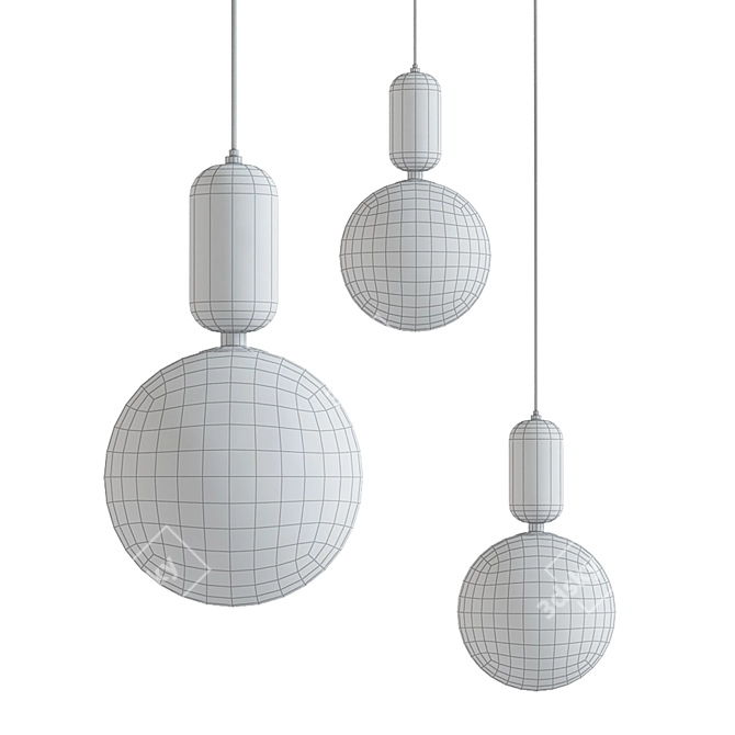 Modern Glass Ball Pendant Light 3D model image 2