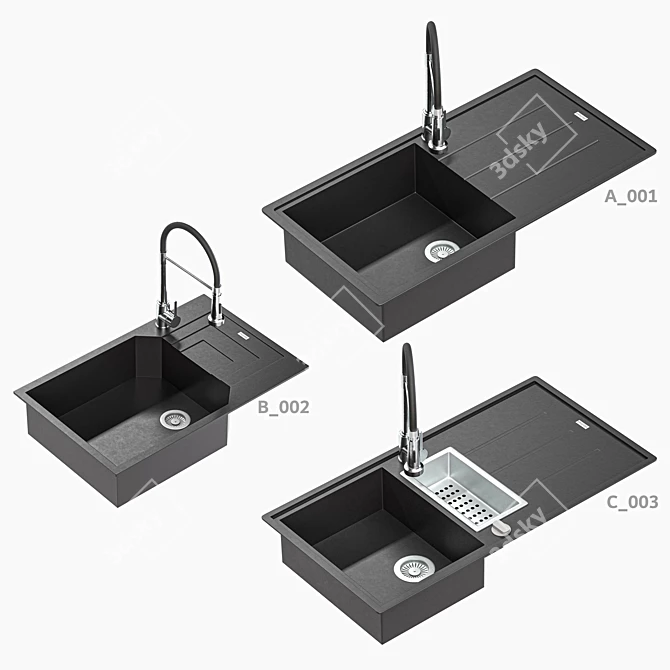 Franke 3-Pack Kitchen Sink: BFG 611 Onyx, UBG 611-62, BFG 651 3D model image 7