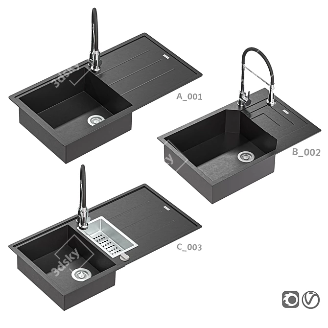 Franke 3-Pack Kitchen Sink: BFG 611 Onyx, UBG 611-62, BFG 651 3D model image 8