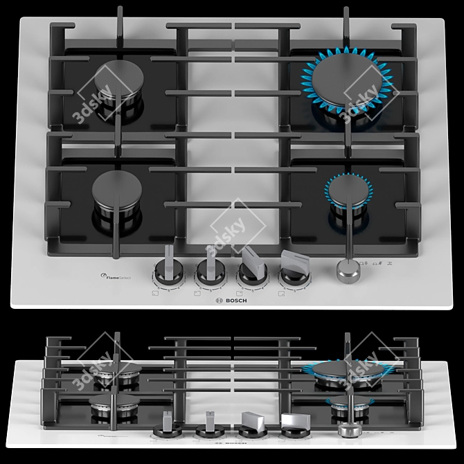 Bosch Gas Hob: Efficiency & Style! 3D model image 1