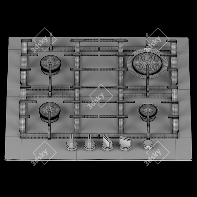 Bosch Gas Hob: Efficiency & Style! 3D model image 4