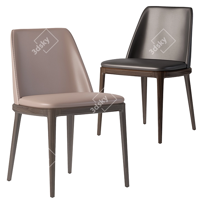 Grace Poliform Chair: Elegant Design, Solid Wood Base 3D model image 8