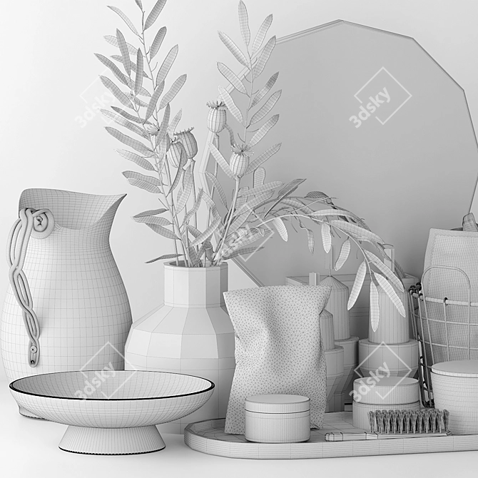 Elegant Bathroom Decor Set 3D model image 6