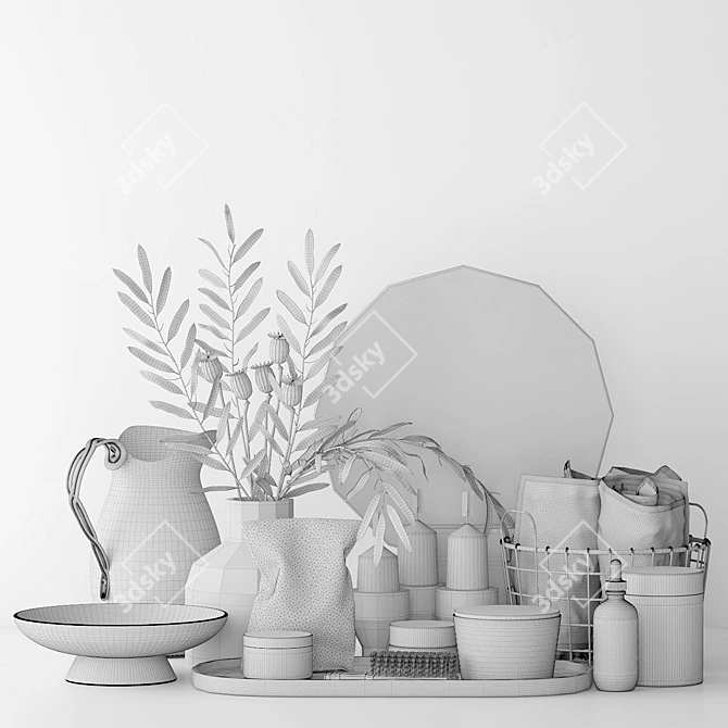 Elegant Bathroom Decor Set 3D model image 7
