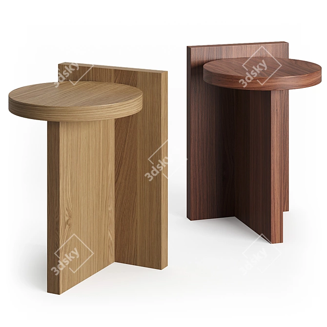 Versatile Taco Stool: Oak & Walnut 3D model image 1
