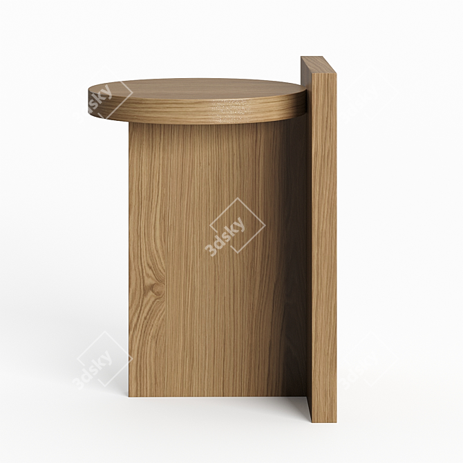 Versatile Taco Stool: Oak & Walnut 3D model image 5