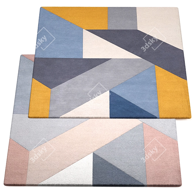 Handmade Geometric Wool Rug - 200 x 300 cm 3D model image 1