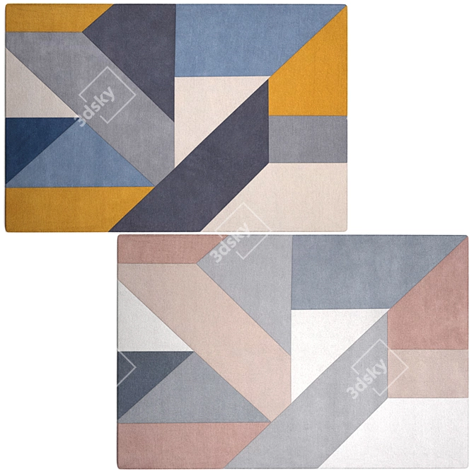 Handmade Geometric Wool Rug - 200 x 300 cm 3D model image 3