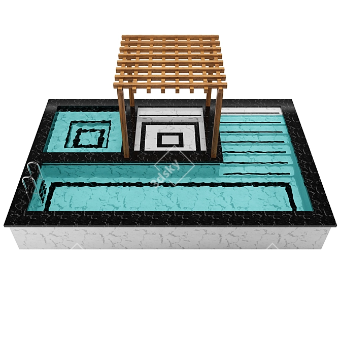 Ultimate Oasis: Pool, Gazebo, Jacuzzi 3D model image 2