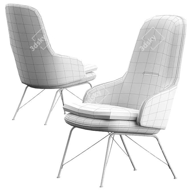 Sleek Modern Judy Sofa 3D model image 4