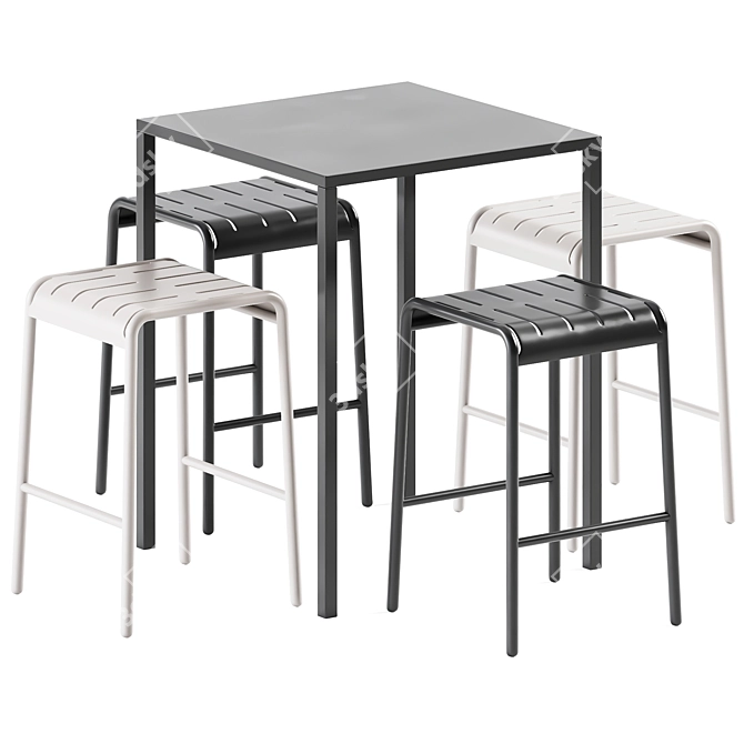 Iron High Table & Easy High Stool Set | Outdoor Furniture 3D model image 1