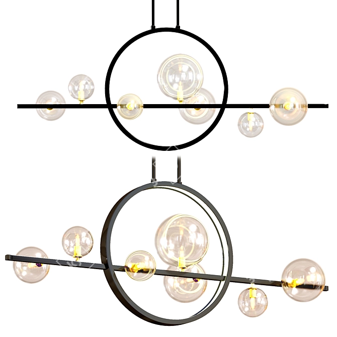 Modern Metal and Glass Pendant Light- IONA L 3D model image 1