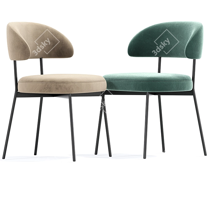 Sleek Upholstered Dining Set 3D model image 2