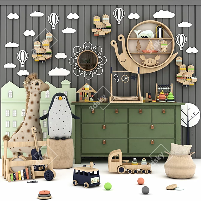 Playful Set: Toys and Furniture 3D model image 1