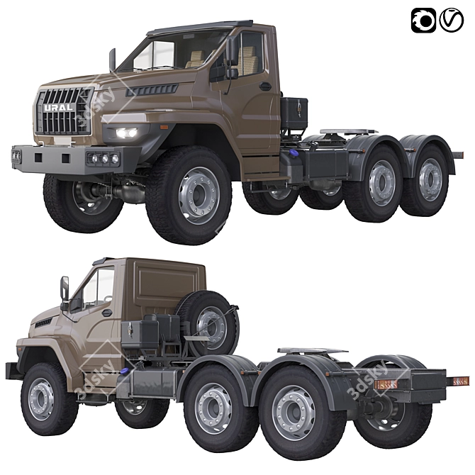 URAL NEXT Chassis: Heavy-duty, High-Performance Platform 3D model image 1