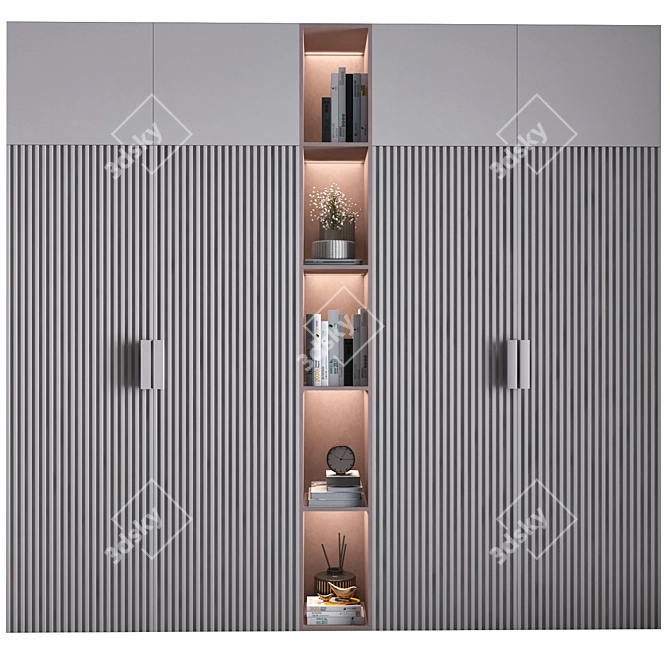 Versatile Wardrobe & Display Cabinet Set 3D model image 1