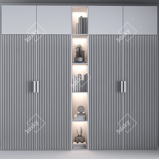 Versatile Wardrobe & Display Cabinet Set 3D model image 2