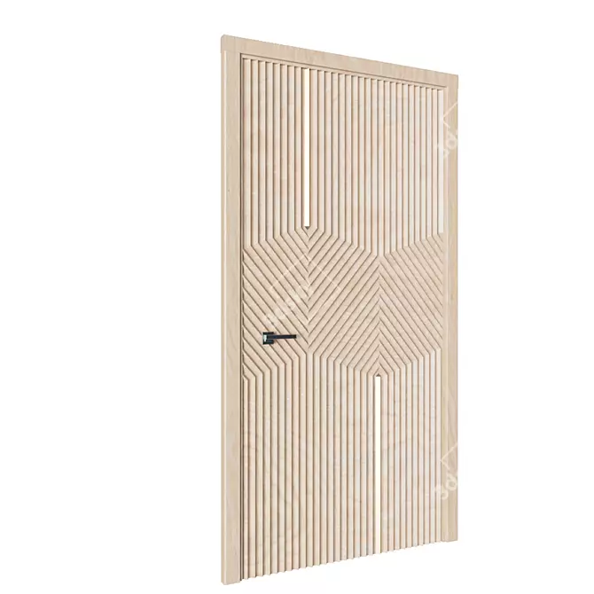 Burkovsky Modern Wooden Door with Metal Inserts 3D model image 2