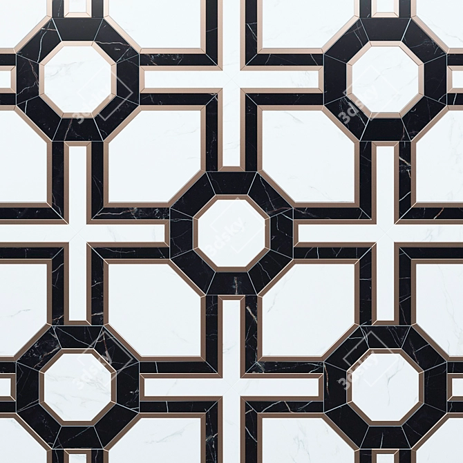 Madique Marble Floor Mosaic 3D model image 5